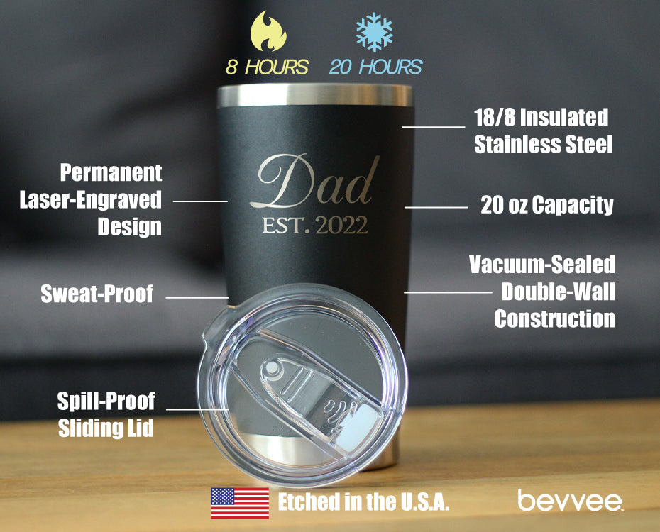Dad est. 2022 - Decorative - 20 oz Coffee Tumbler