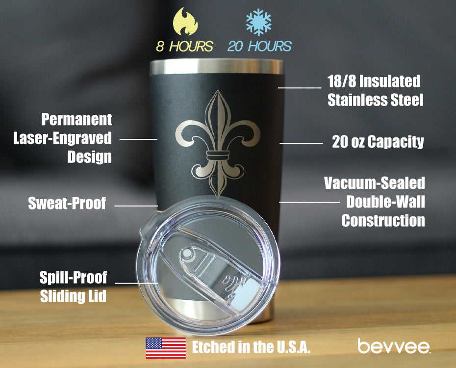 Fleur de Lis - Cute Lily Themed Gifts - Gift for Lovers of French & Italian Culture - 20 oz Coffee Tumbler