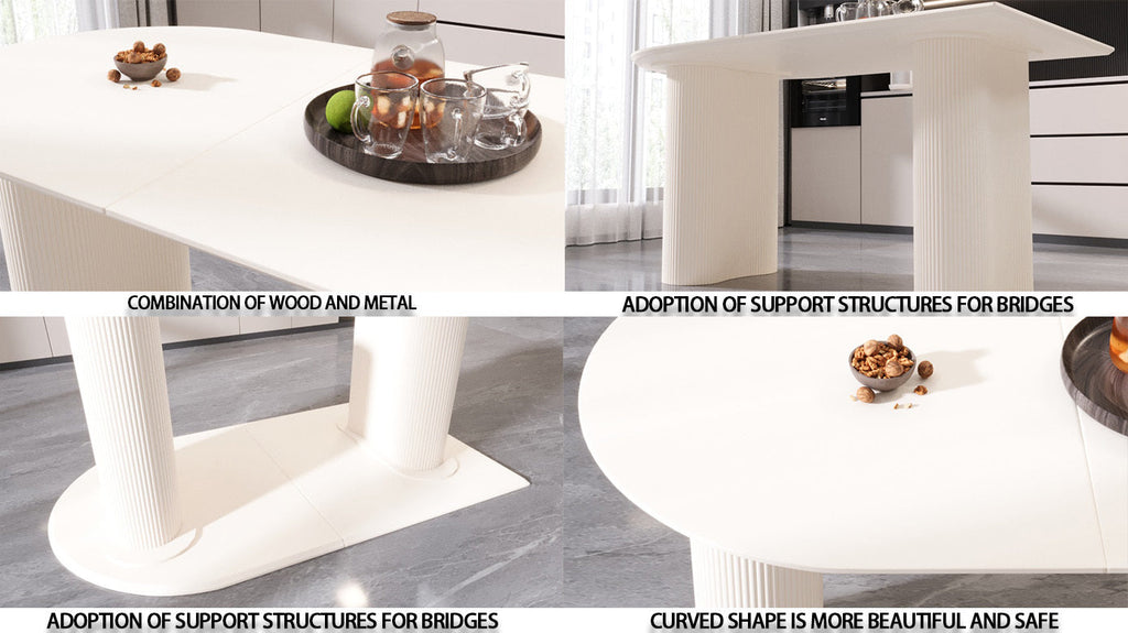 63 'medieval modern cream style MDF dining table and PU armless dining chair