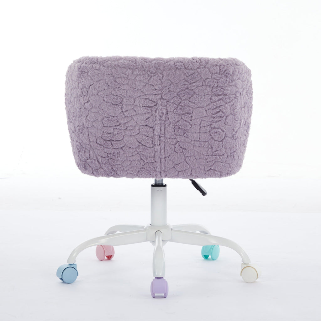 Swivel Chair Faux Alpaca Violet Vanity Bedroom Ergonomic 22.5x31.9 In