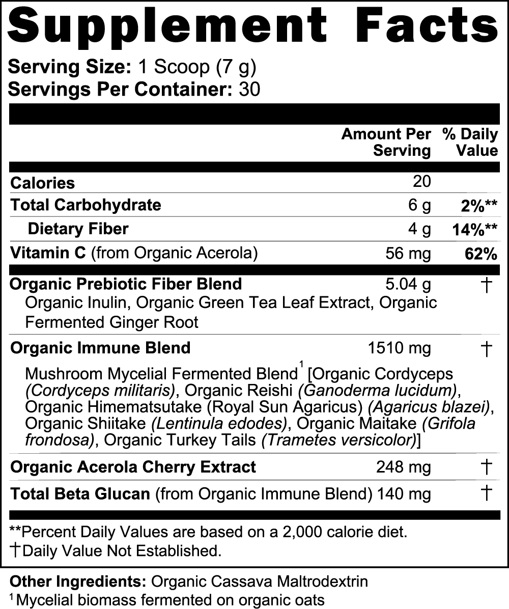 Immune Support Fermented Mushroom and Prebiotic Blend