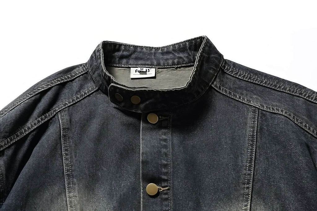 Fall_Winter Unisex Vintage Denim Jacket – Loose Fit, Washed & Distressed