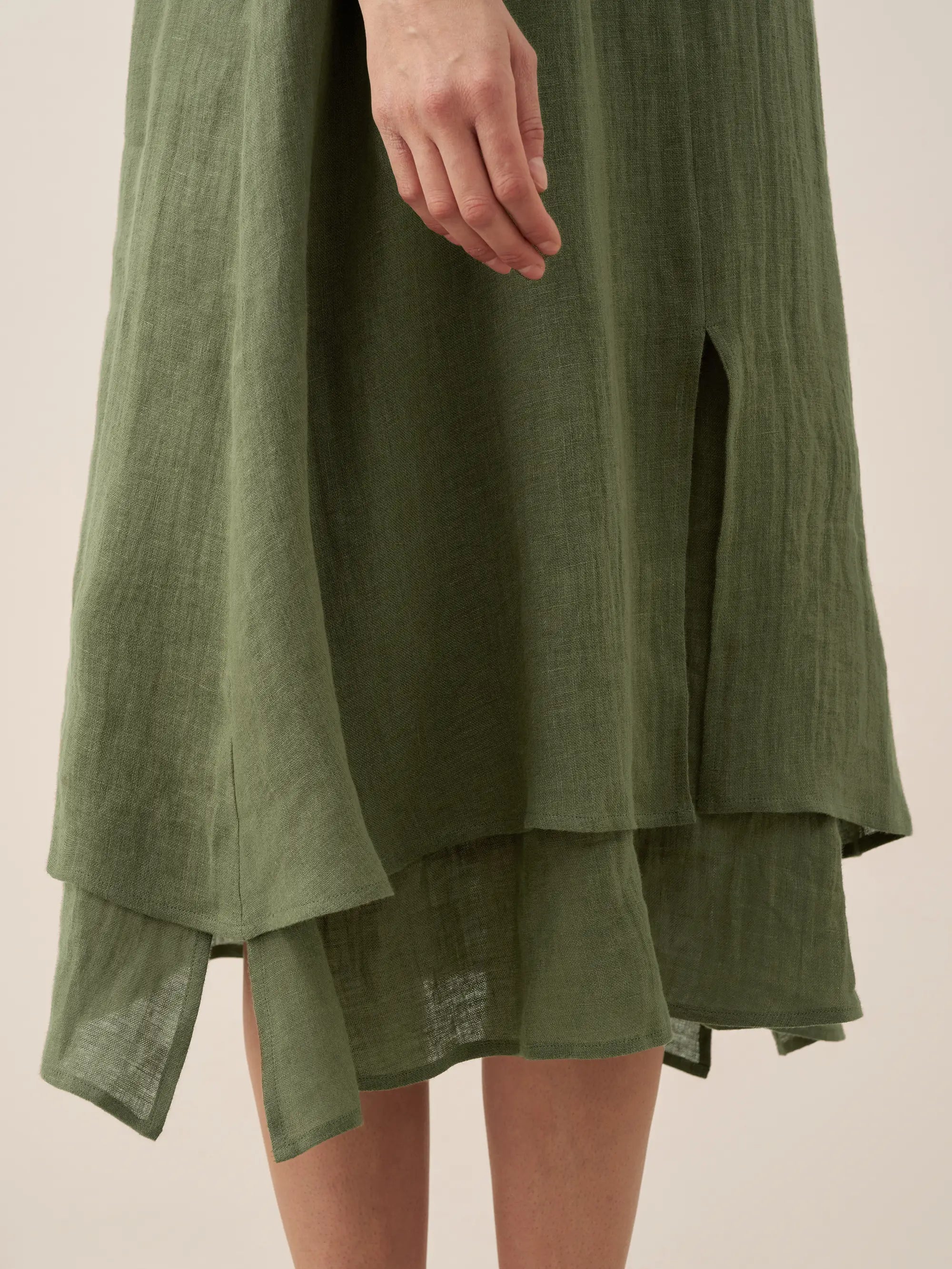 100% Linen V-Neck Double-Layer Mini Dress JAYDA