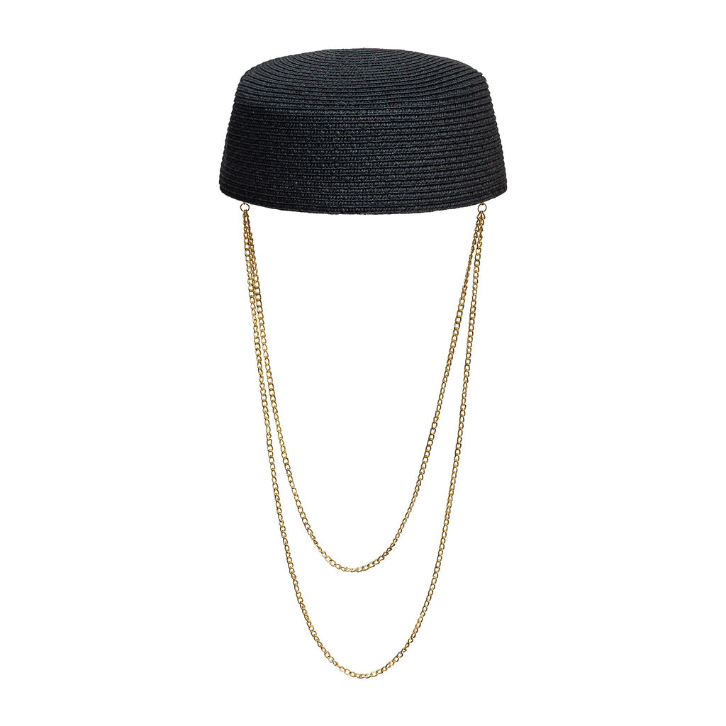 Hartym Double Chain Hat in Black
