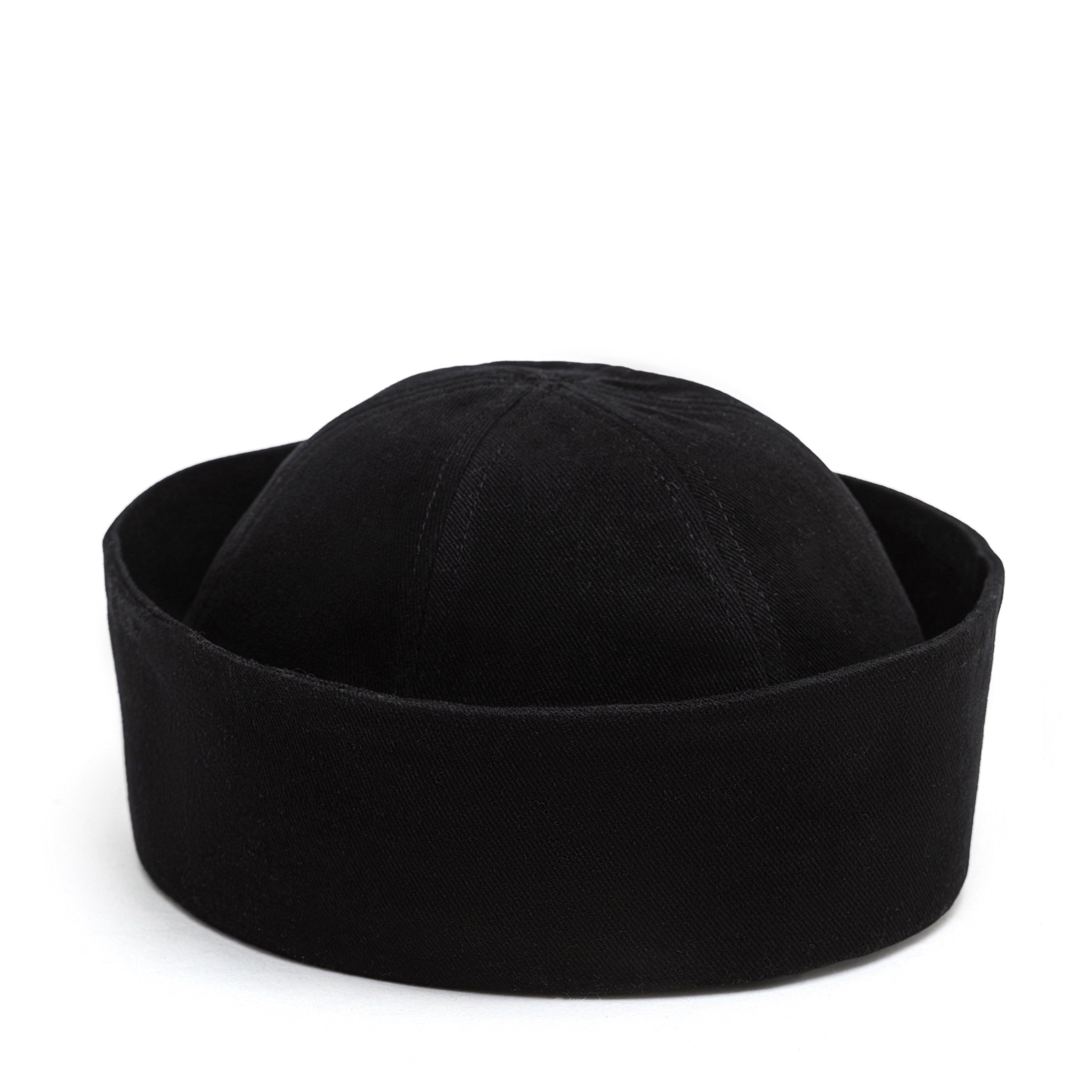 Sailor Cotton Folded Brim Hat in Black