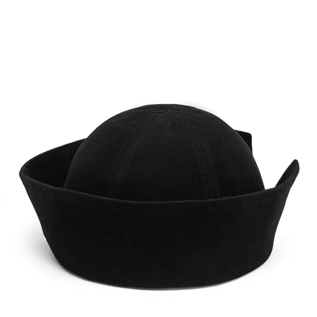 Sailor Cotton Folded Brim Hat in Black