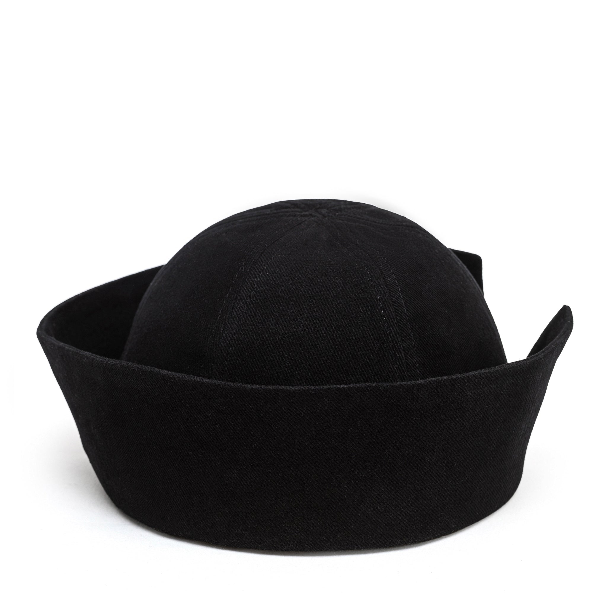 Sailor Cotton Folded Brim Hat in Black