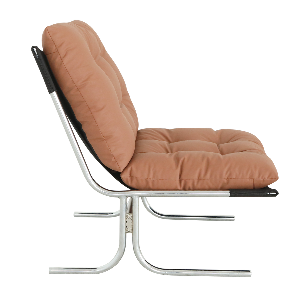 Accent Chair High Back Wingback Faux Leather Brown 27x32x39 In 350 LB