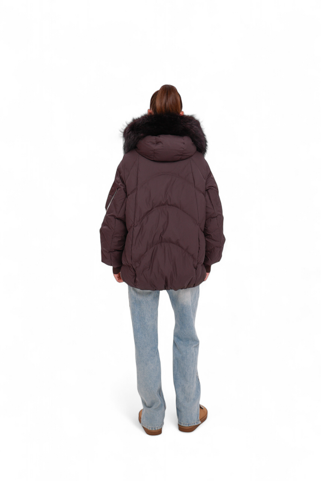 Verbier Genuine Fur Trim Down Fill Jacket in Fig