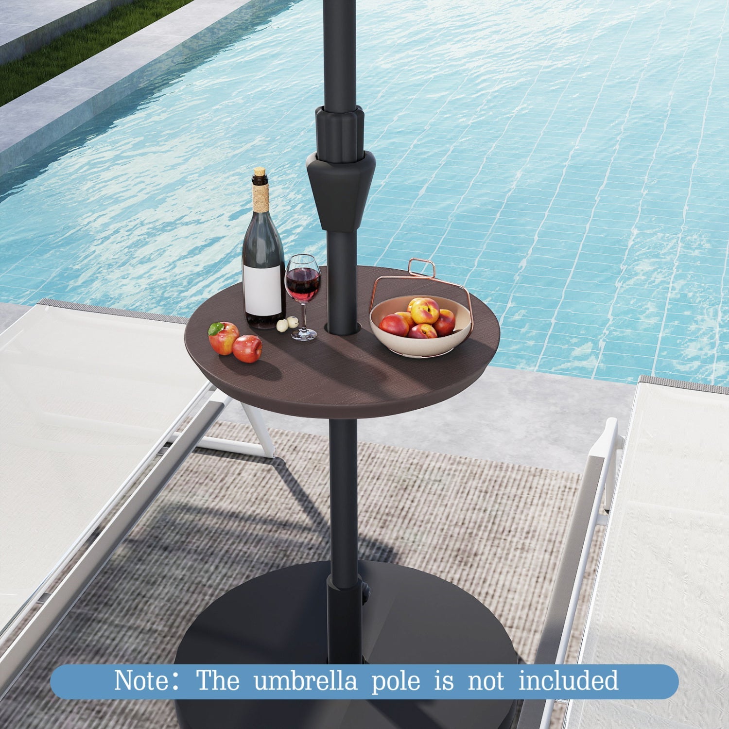 20 Inch Outdoor Adjustable Umbrella Table for 2 Sizes Patio Umbrella Pole