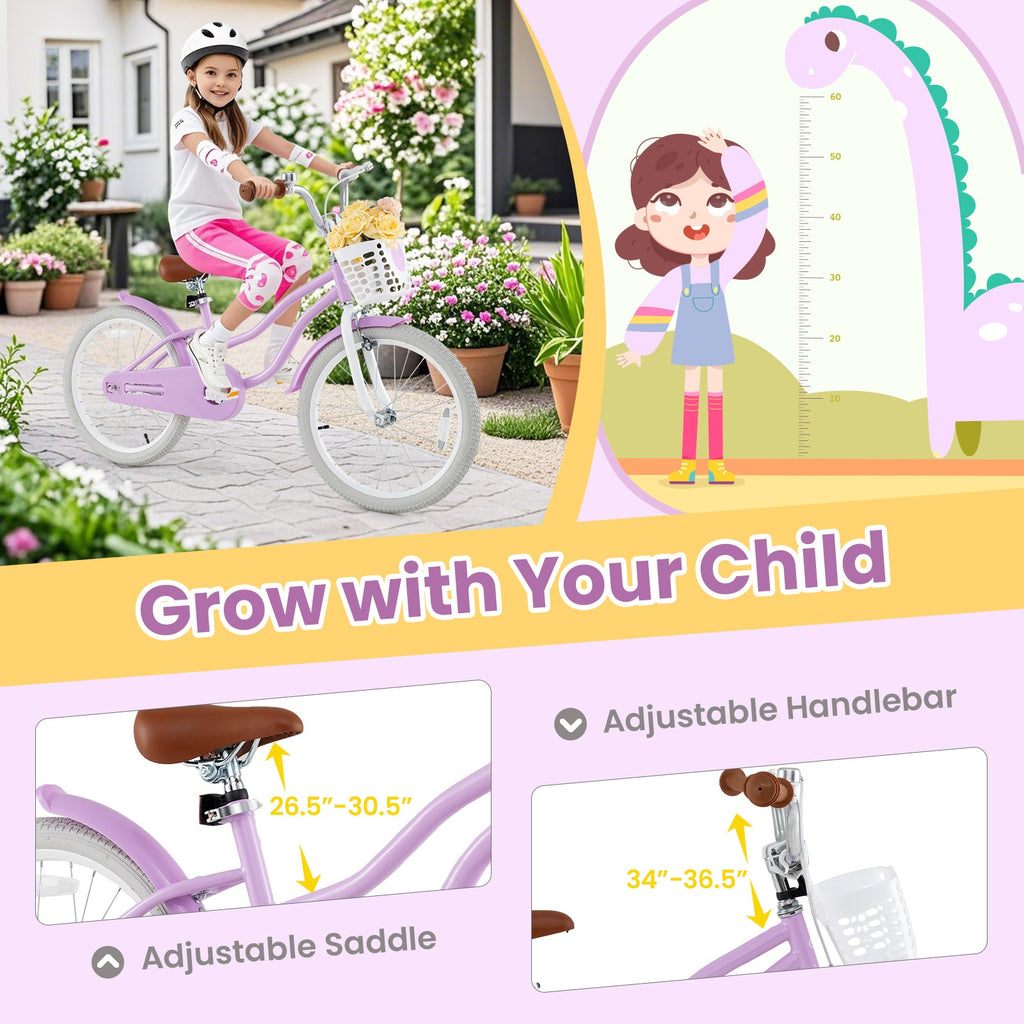 20 Inch Adjustable Kids Bike with 2 Brake System