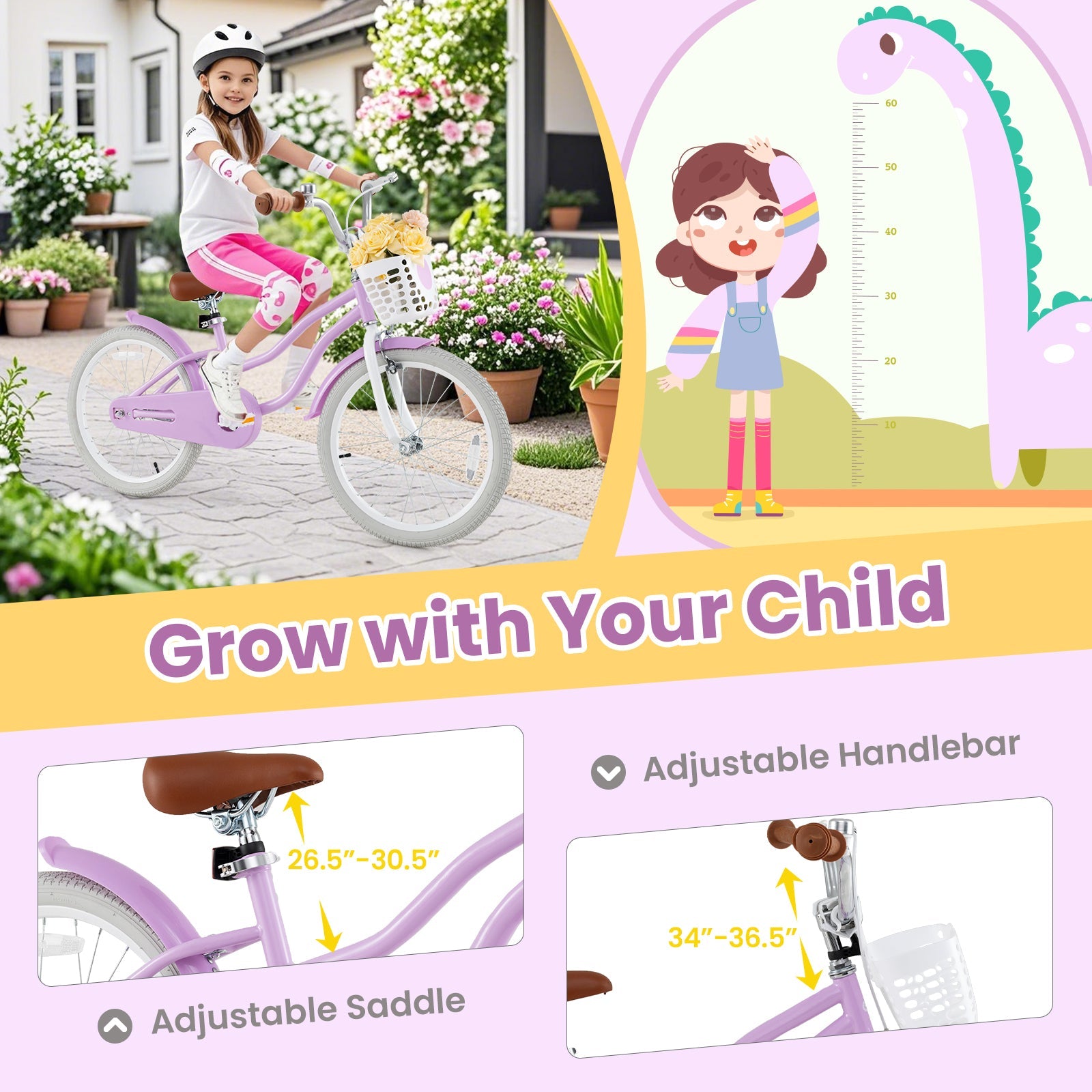 20 Inch Adjustable Kids Bike with 2 Brake System