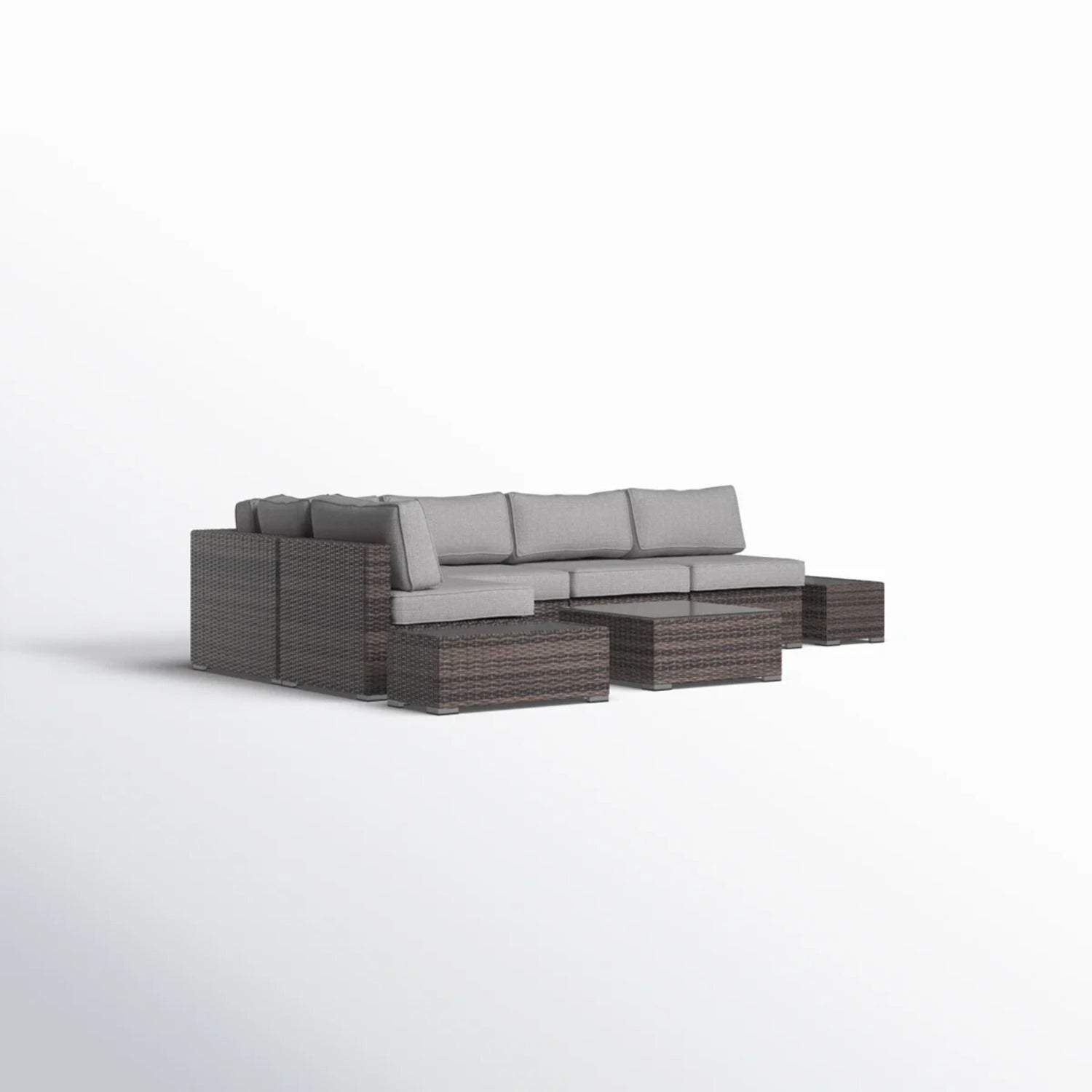 Outdoor Sectional Set HDPE Wicker Espresso 8 Piece Seats 4