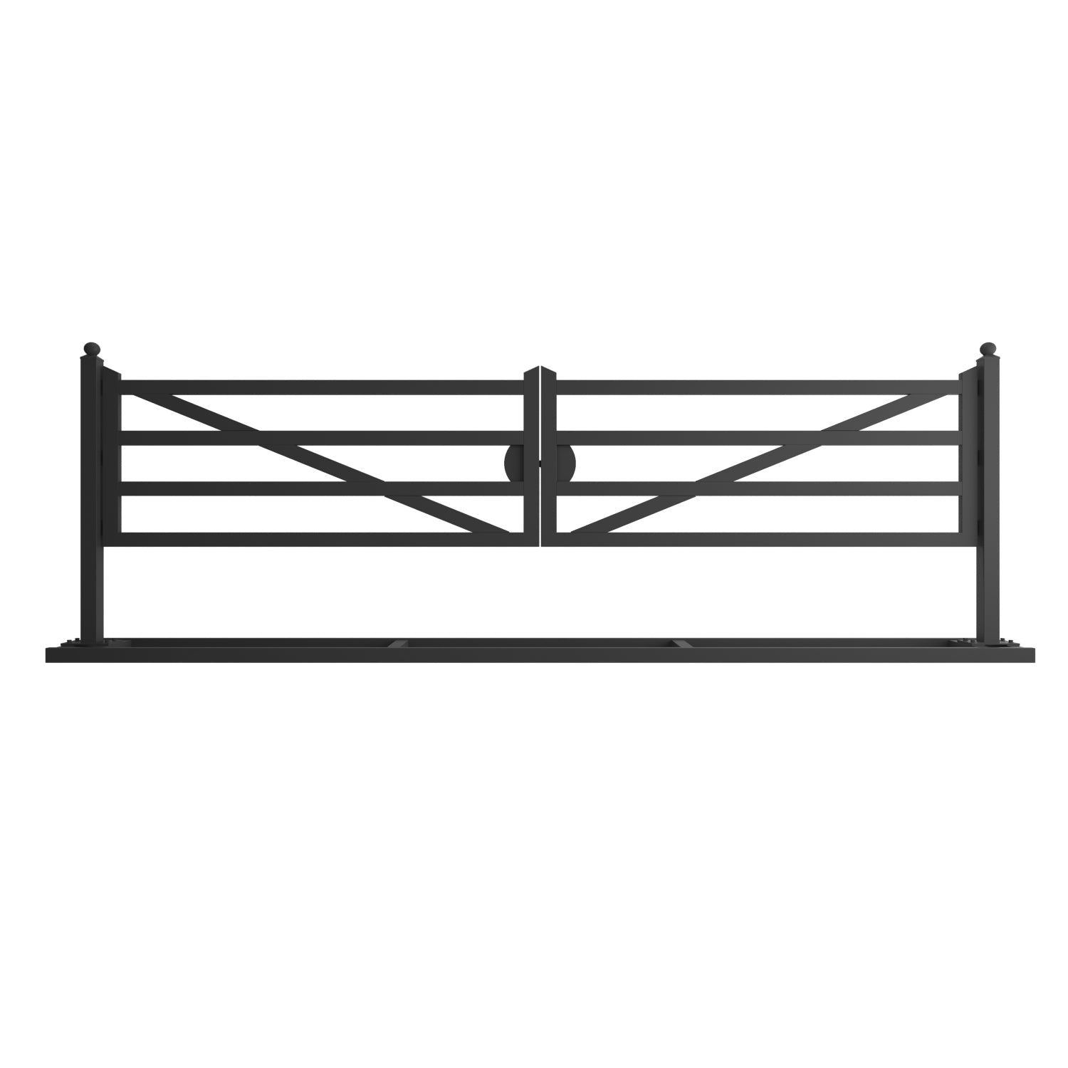 20 ft Farm Driveway Gate with Diagonal Tubes, Dual Swing