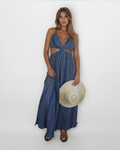 Mara Cutout Maxi Dress - Navy Stitch