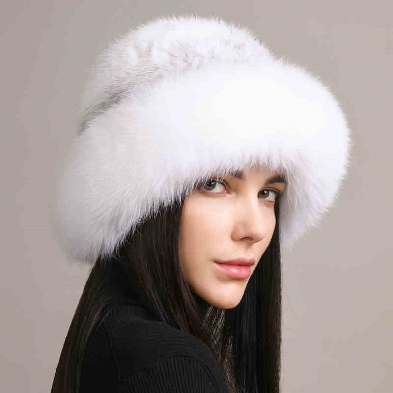 Women’s Mink Hair Winter Hat – Braided Fur Warm Elegant Beanie