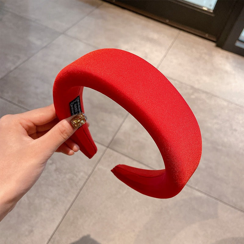 Candy colored thick sponge hair hoop for women's solid color wide edged and minimalist headband