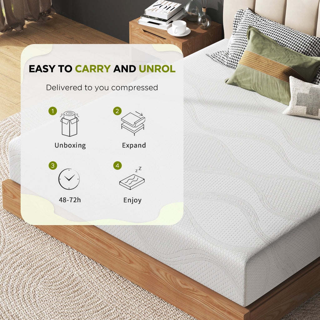 Mattress Memory Foam White Queen 10in Gel Cooling Layers