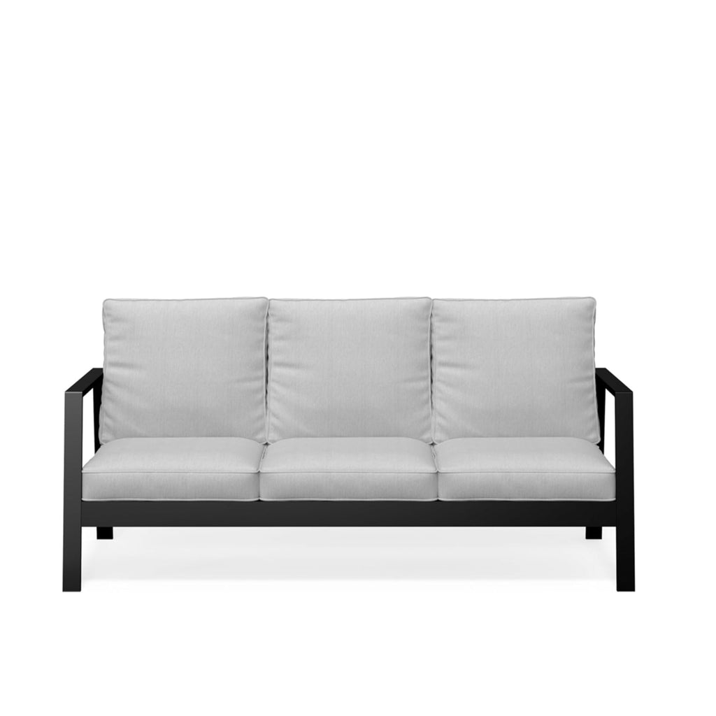 Outdoor Sofa Aluminum Black Light Gray Cushions 3 Seat 75in