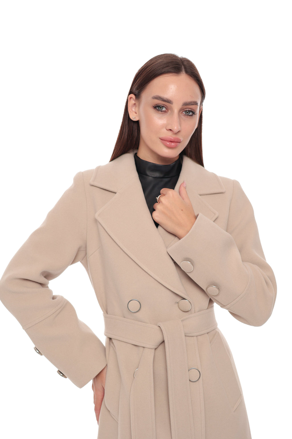 Zuri Cashmere Blend Overcoat in Nude