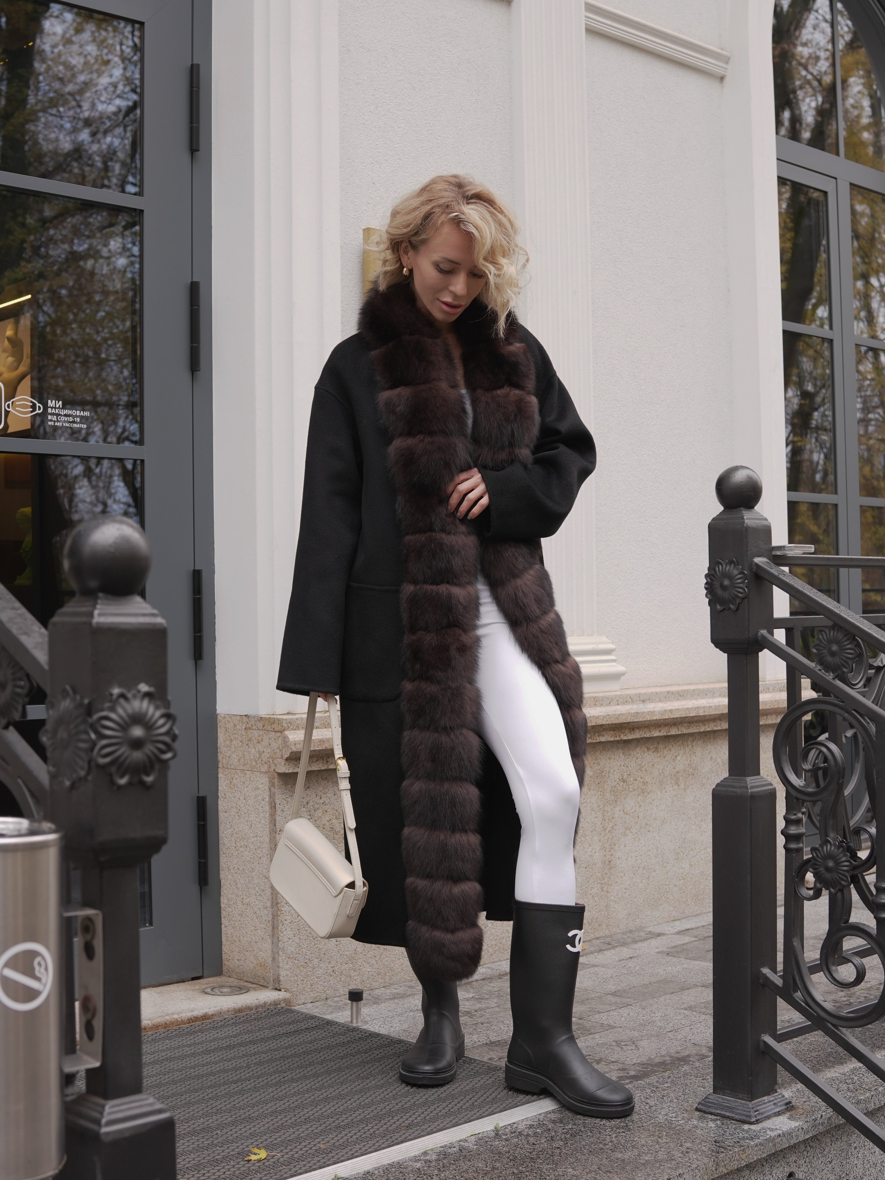 Brackley Genuine Polar Fox Fur Double Face Coat
