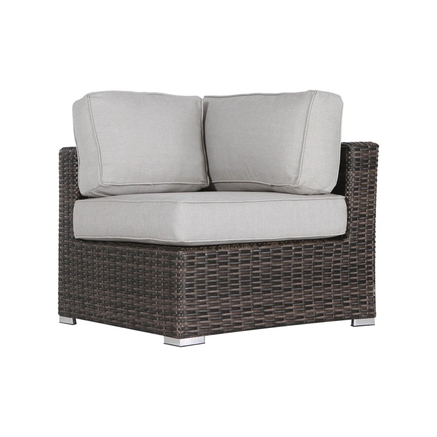 Outdoor Sectional Set HDPE Wicker Aluminum Gray 7 Piece Seats 4