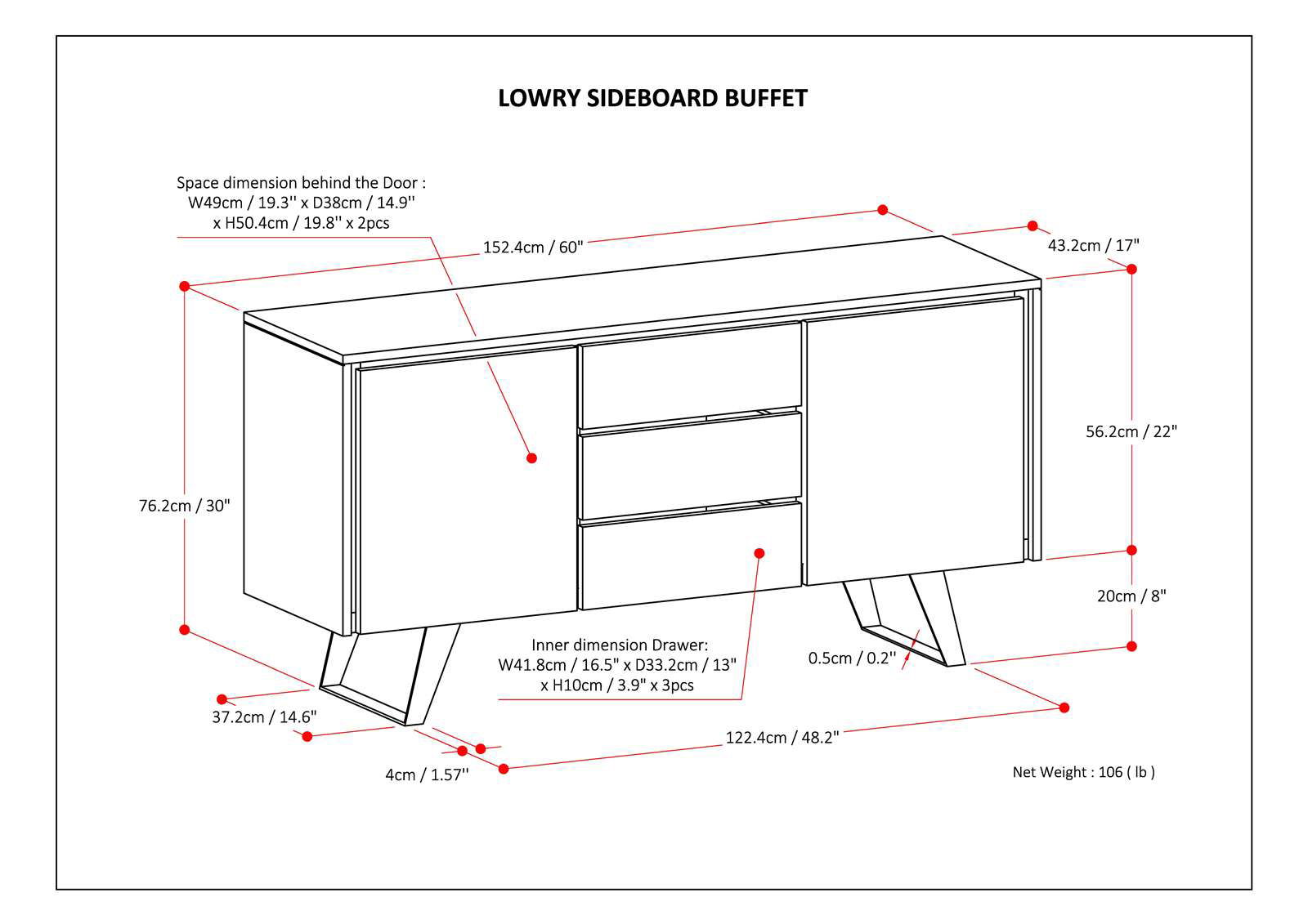 Lowry - Modern Industrial Sideboard Buffet
