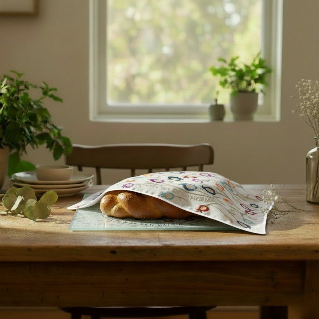 Luxury Bamboo Challah Cover –Pomegranate Chic Series