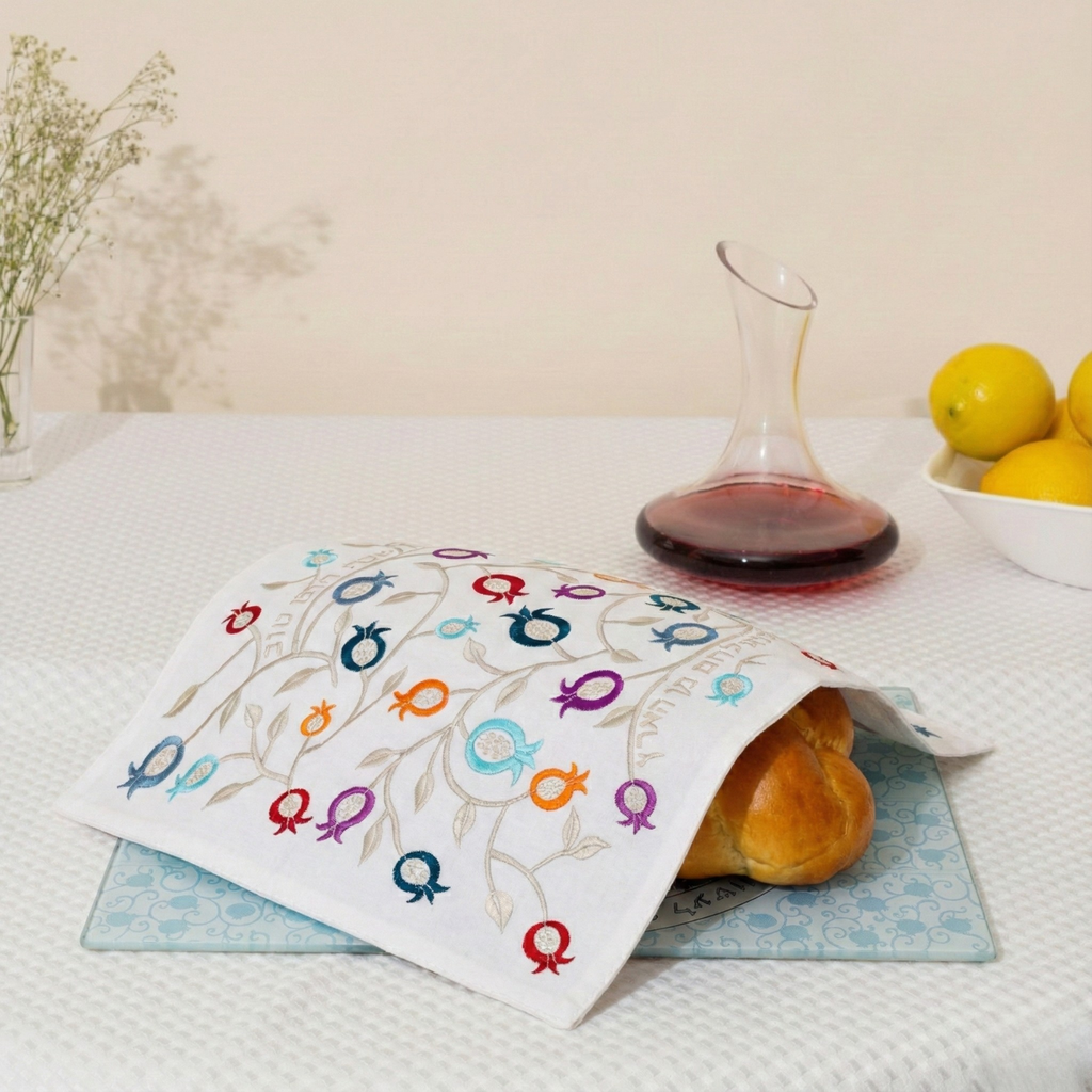 100% Organic Bamboo Challah Cover – Pomegranate Chic Series