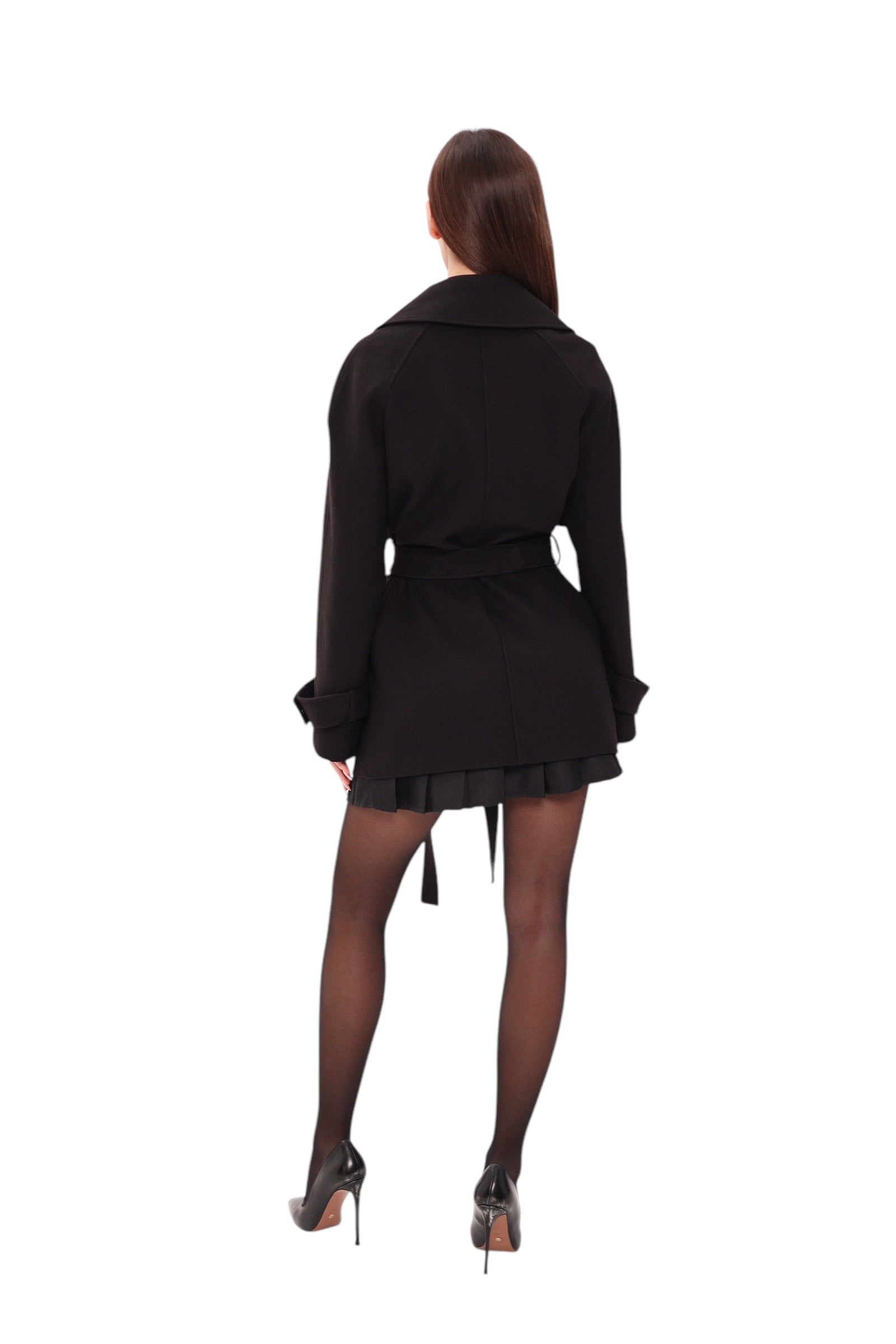 Karina Midi Cashmere Wool Blend Coat In Black