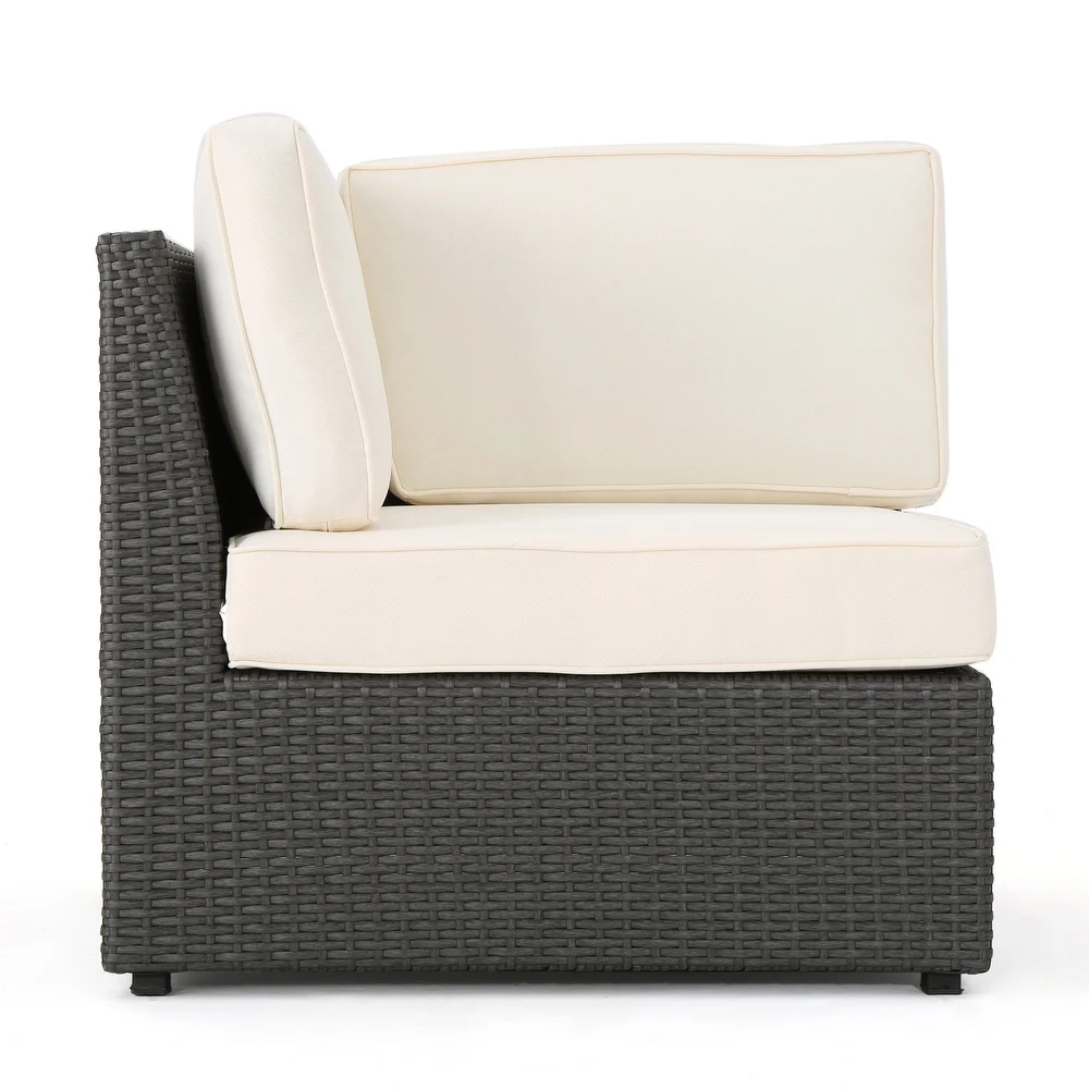 Outdoor Sectional Set PE Rattan Iron Dark Brown 8 Piece