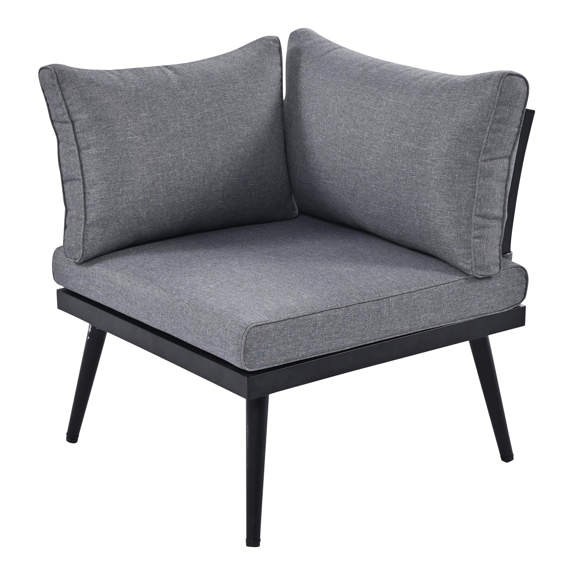 Outdoor Sectional Set Acacia Wood Steel Gray with Nesting Tables