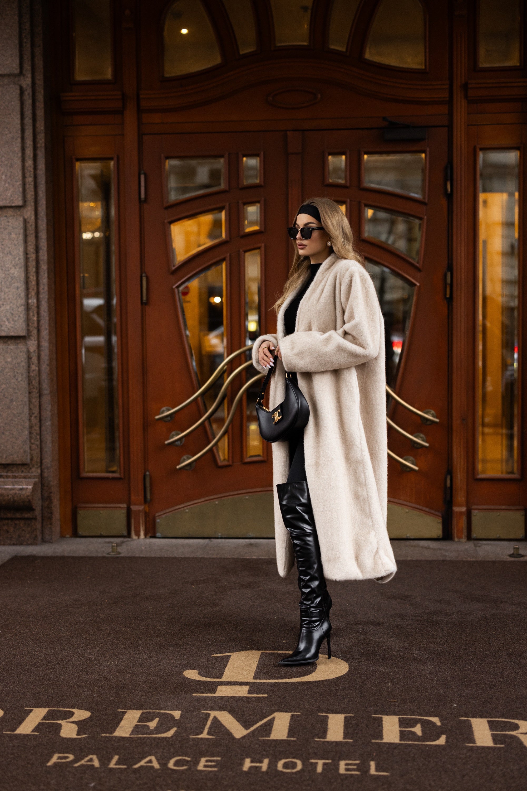 Sylvie Iconic Statement Fiber Coat in Ivory