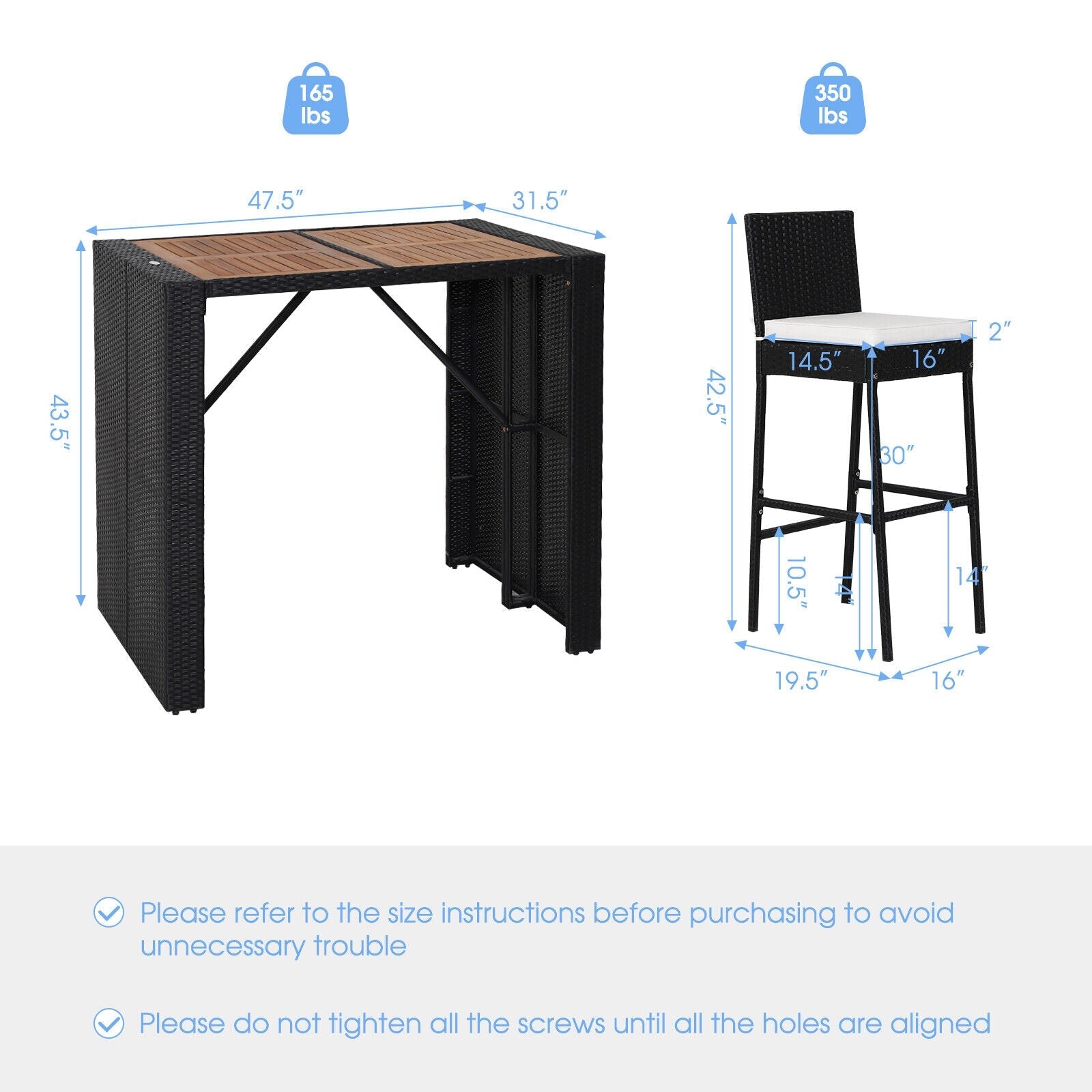 5 Pieces Patio Acacia Wood Dining Set