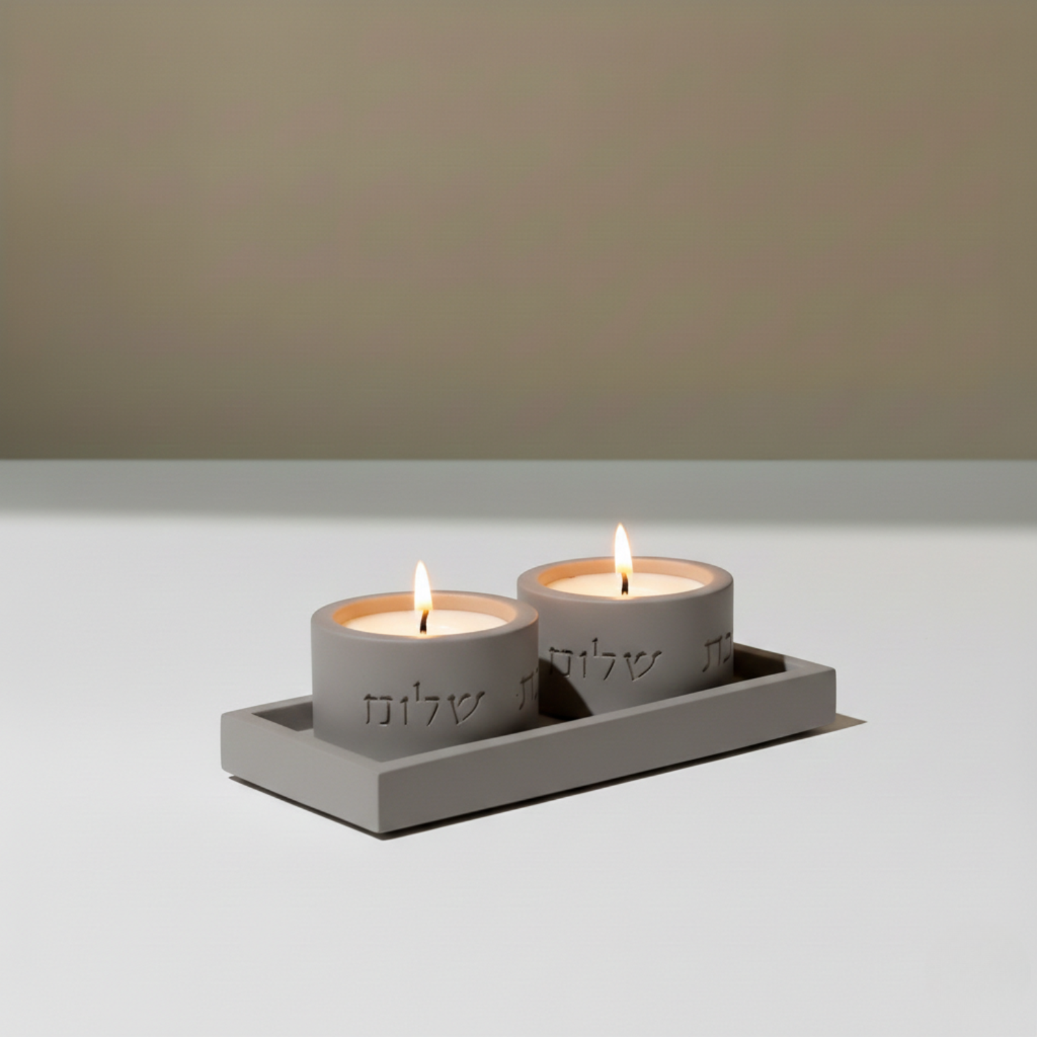 Set of Candle holders designed to sit on a modern concrete tray - Pure Line Series