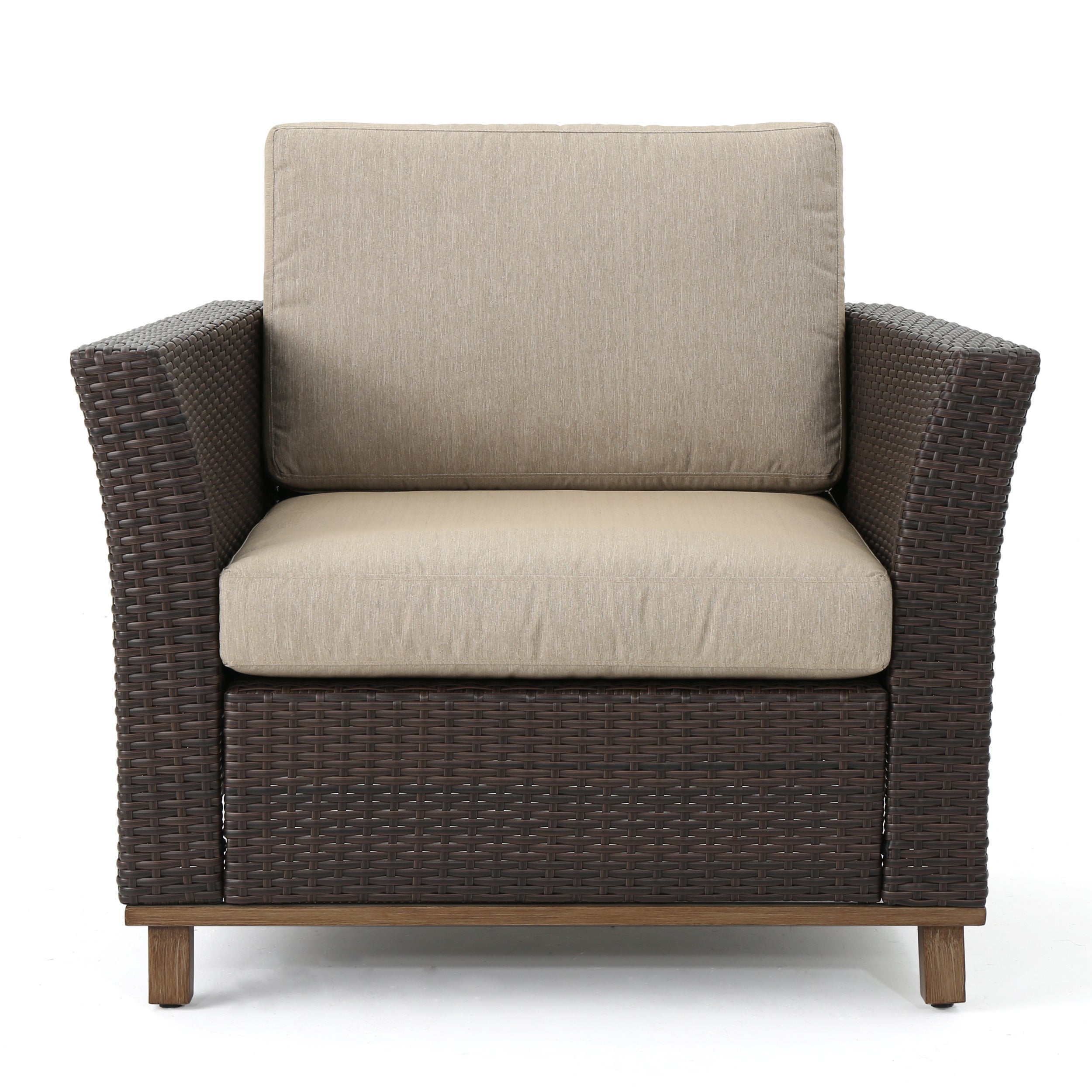 Club Chair PE Rattan Iron Brown Modern Outdoor