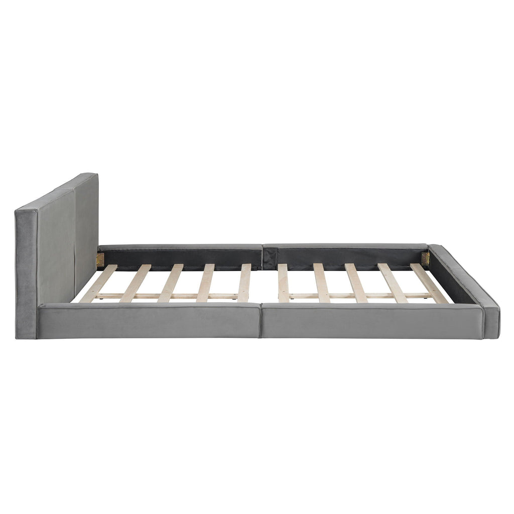 Upholstered Platform Bed, Grounded Bed With Solid Frame