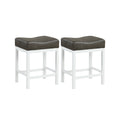 24.5 Inches Linen Fabric Saddle Stools Set of 2 with Cushioned Seat