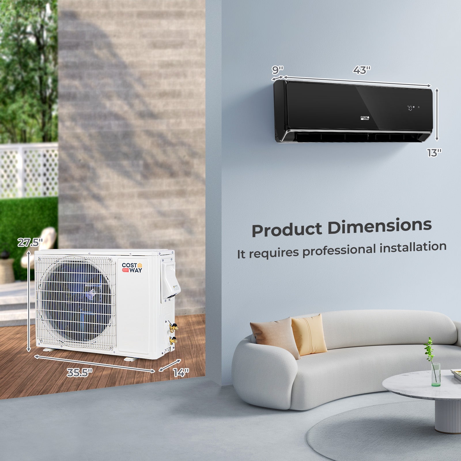 Energy Star Certified 24000 BTU 21 SEER2 208-230V Mini Split Air Conditioner and Heater Black Wifi Enabled