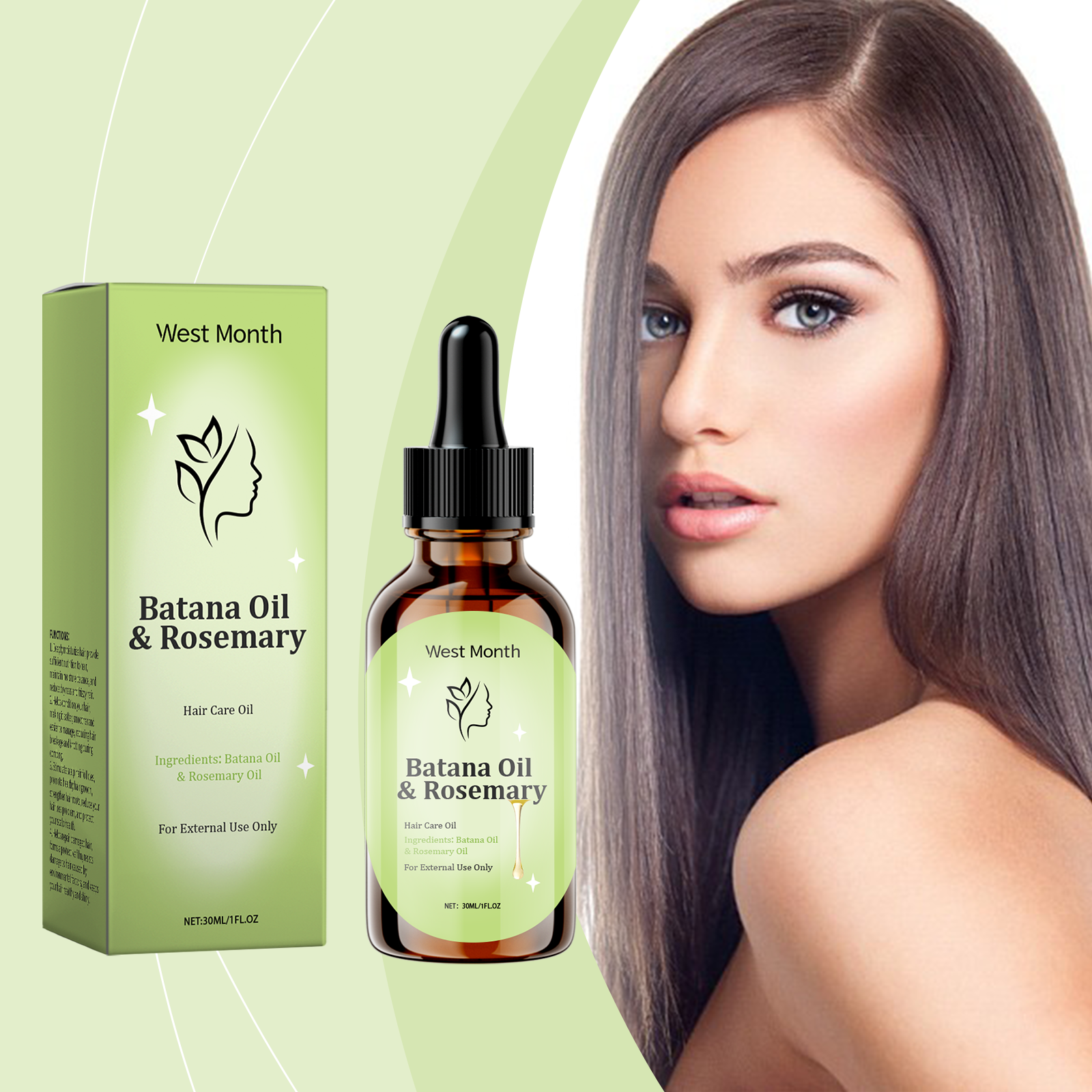Rosemary Essential Oil For Hair Care Is Strong, Smooth, Straight And Curly, Nourishing And Growing Hair Care Essential Oil