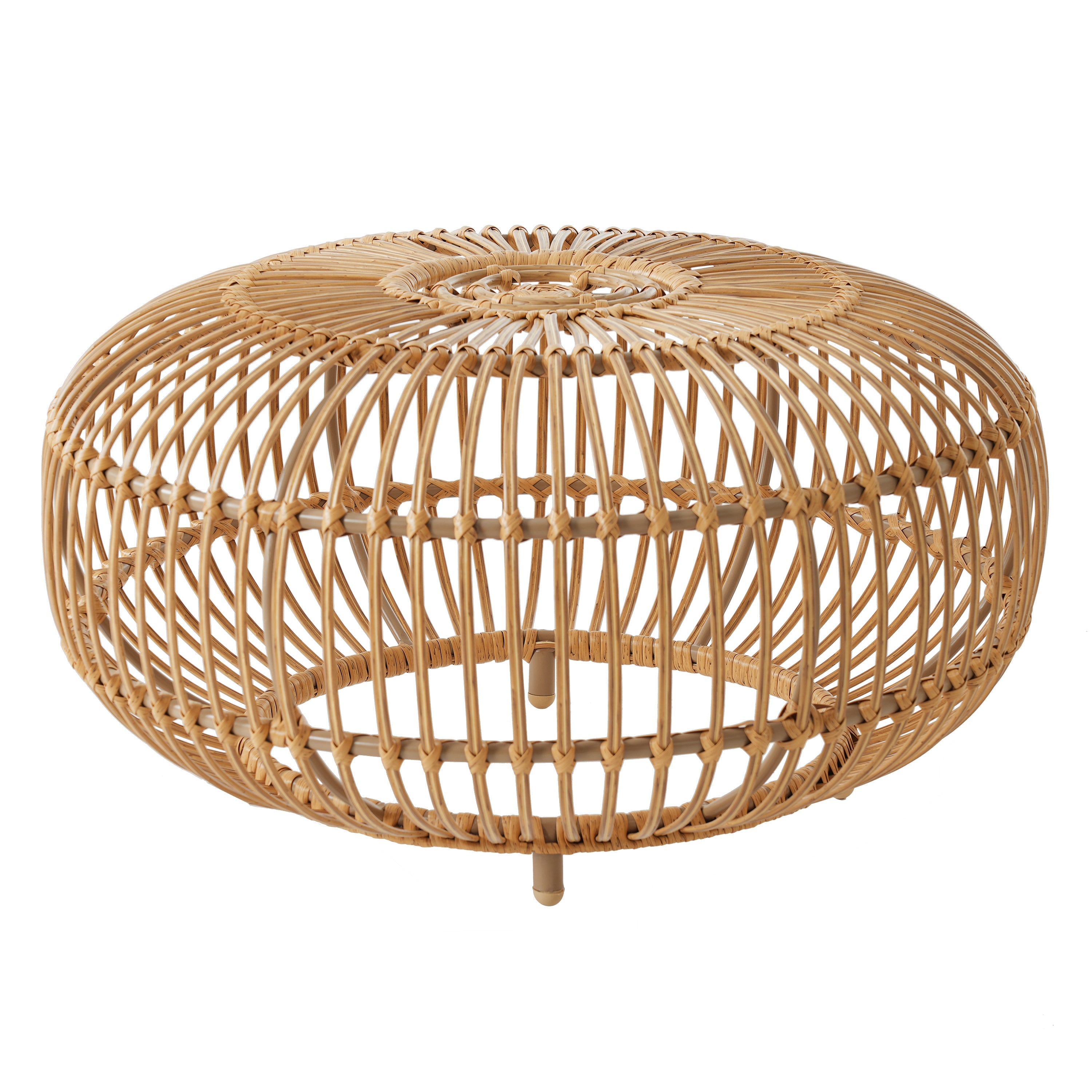 OTTAWA Coffee Table-Bohemian Faux Rattan Weave Accent Table for Indoor Outdoor