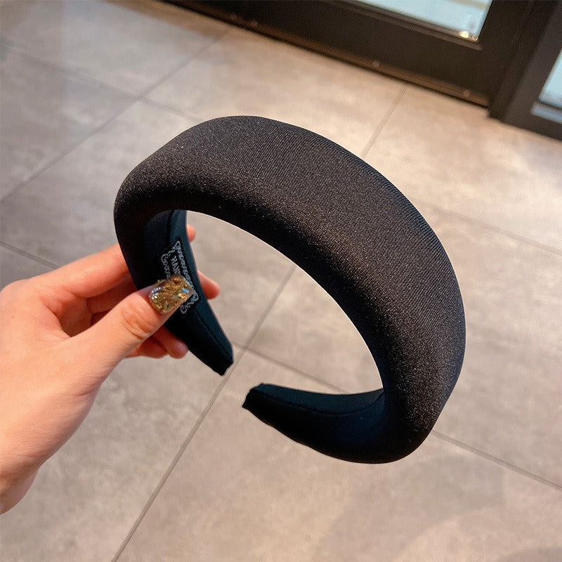 Candy colored thick sponge hair hoop for women's solid color wide edged and minimalist headband