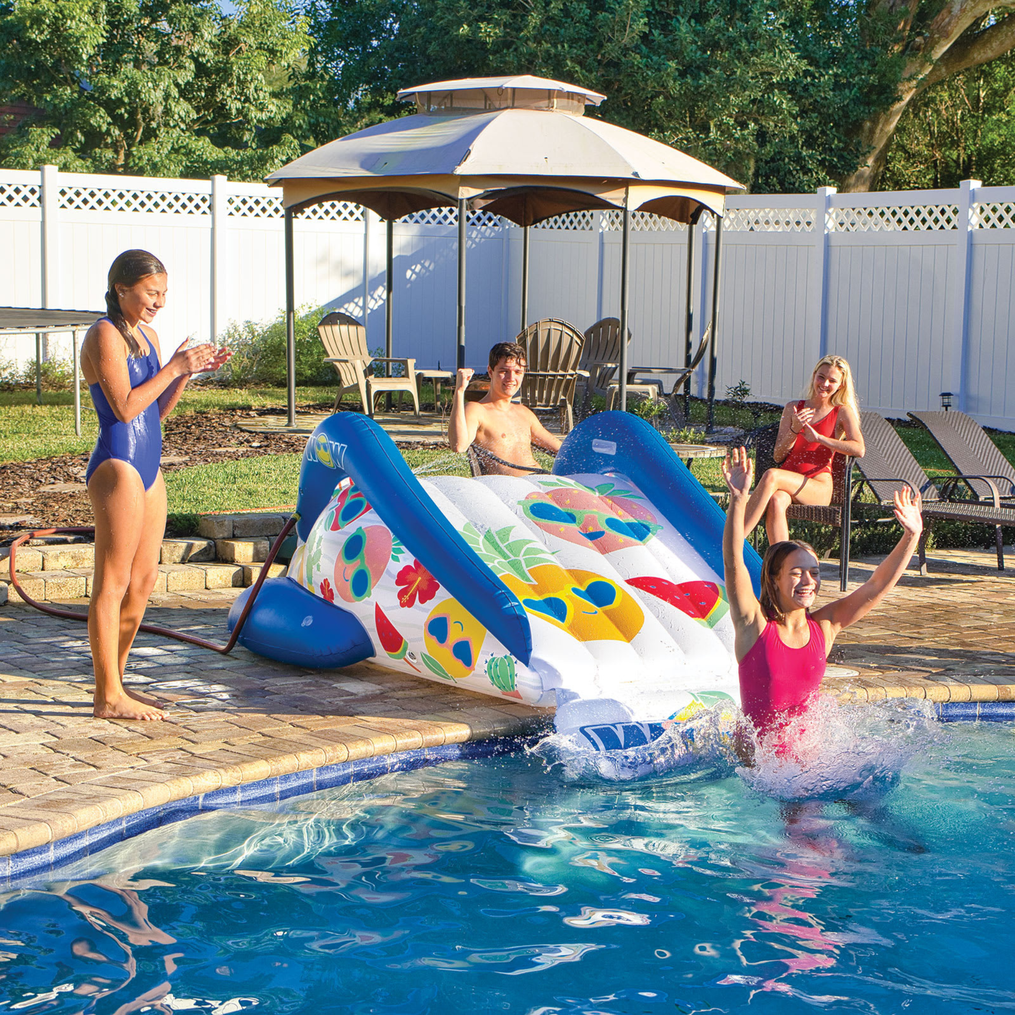 WOW Sports Fruit Fun Soaker Sprinkler Inflatable Slide for In-Ground Pools