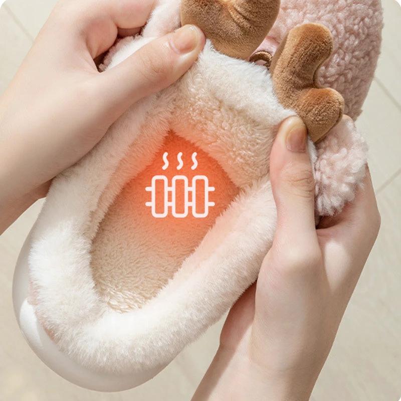 Mandotos Christmas Elk Slippers Cozy Winter Home Slippers