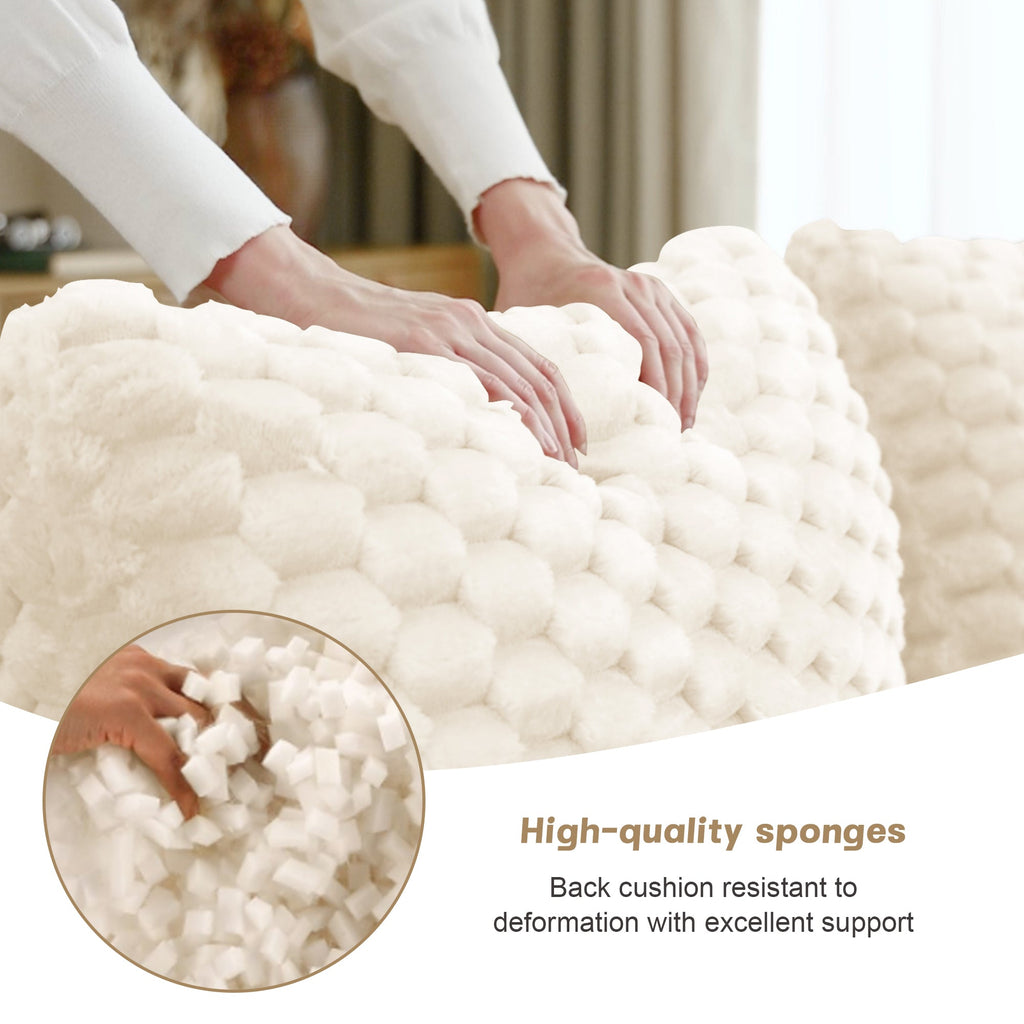 Sectional Sofa Modular Flannelette Cream Deep Seat 2 Seat No Assembly