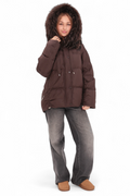 Utah Genuine Fur Trim Down Fill Jacket in Fig