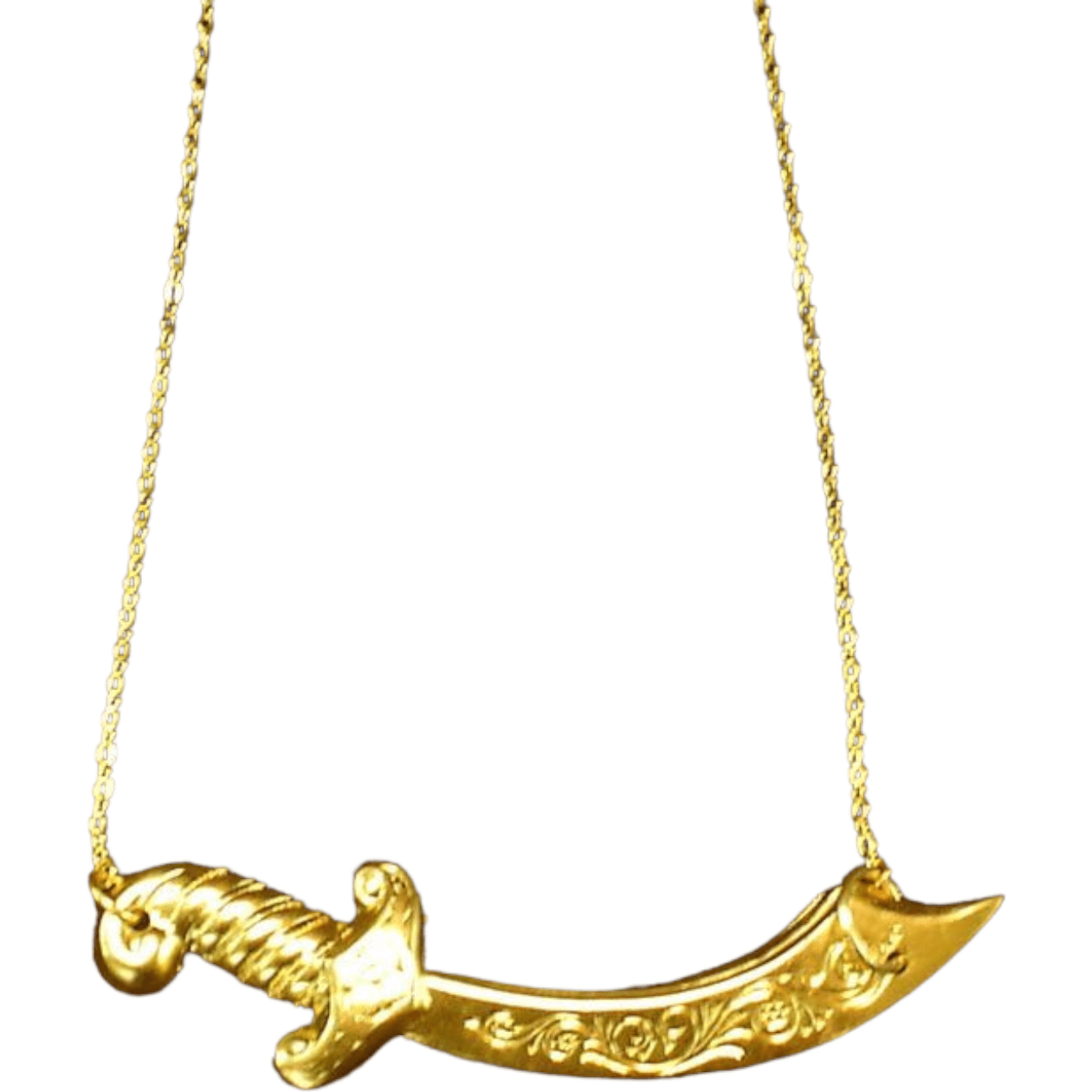 Gold Dip Scimitar and 18" Necklace 5 Micron 24K