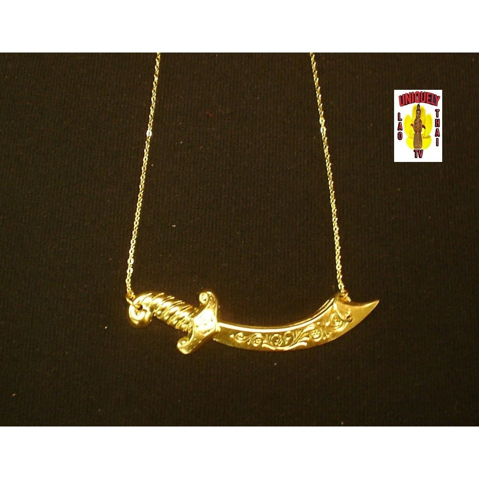 Gold Dip Scimitar and 18" Necklace 5 Micron 24K