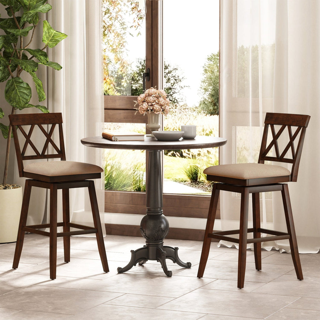 24 Inch Counter Height Barstools Set of 4 with Backrest and Upholstered Seat Cushion