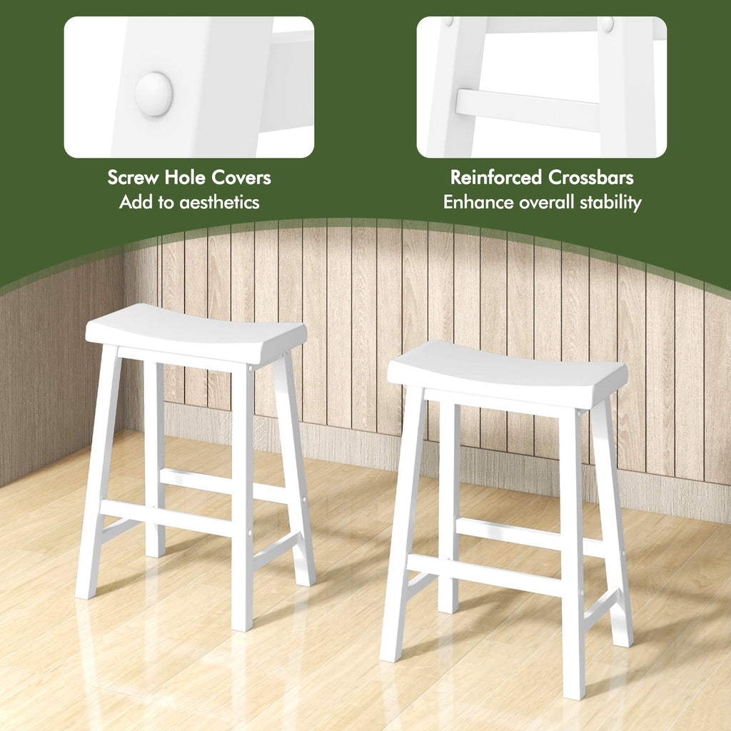 Set of 2 24 Inch Counter Height Stools with Solid Wood Legs